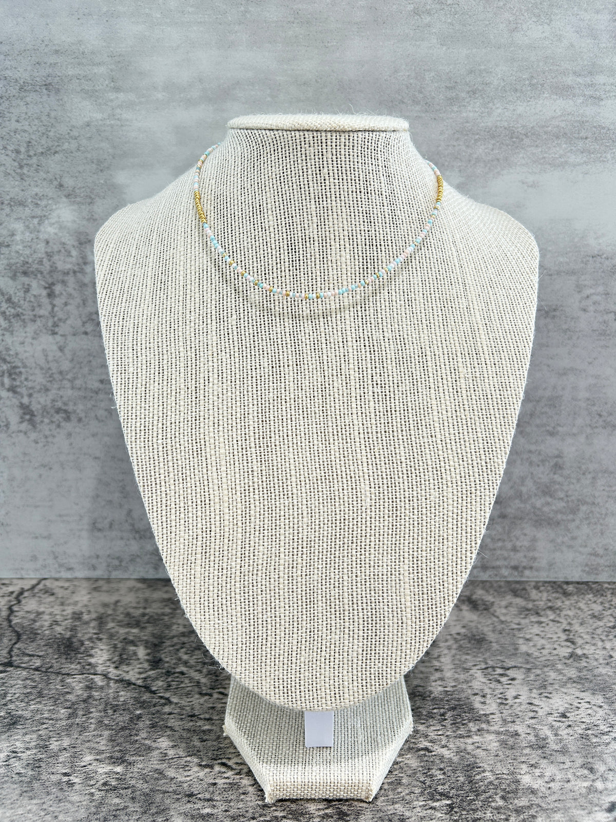 Pink & Blue Tiny Bead Necklace