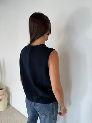 Navy Gold Detail Top