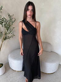 Black Slip Dress & Scarf