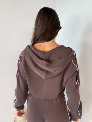 Brown Scuba Jacket & Pant Set