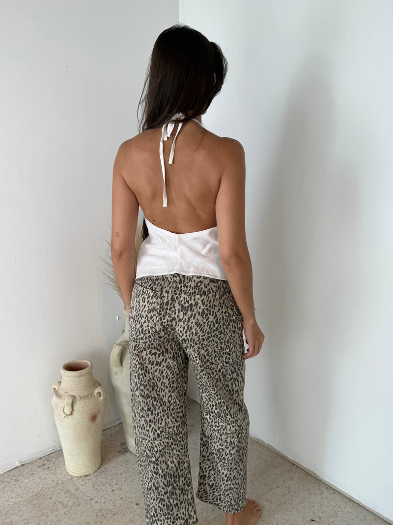 Grey Leopard Denim Pants