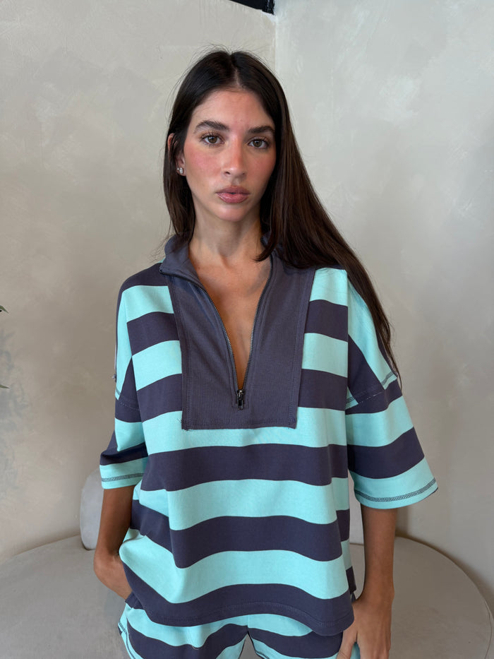 Mint Stripe SS Top & Short Set