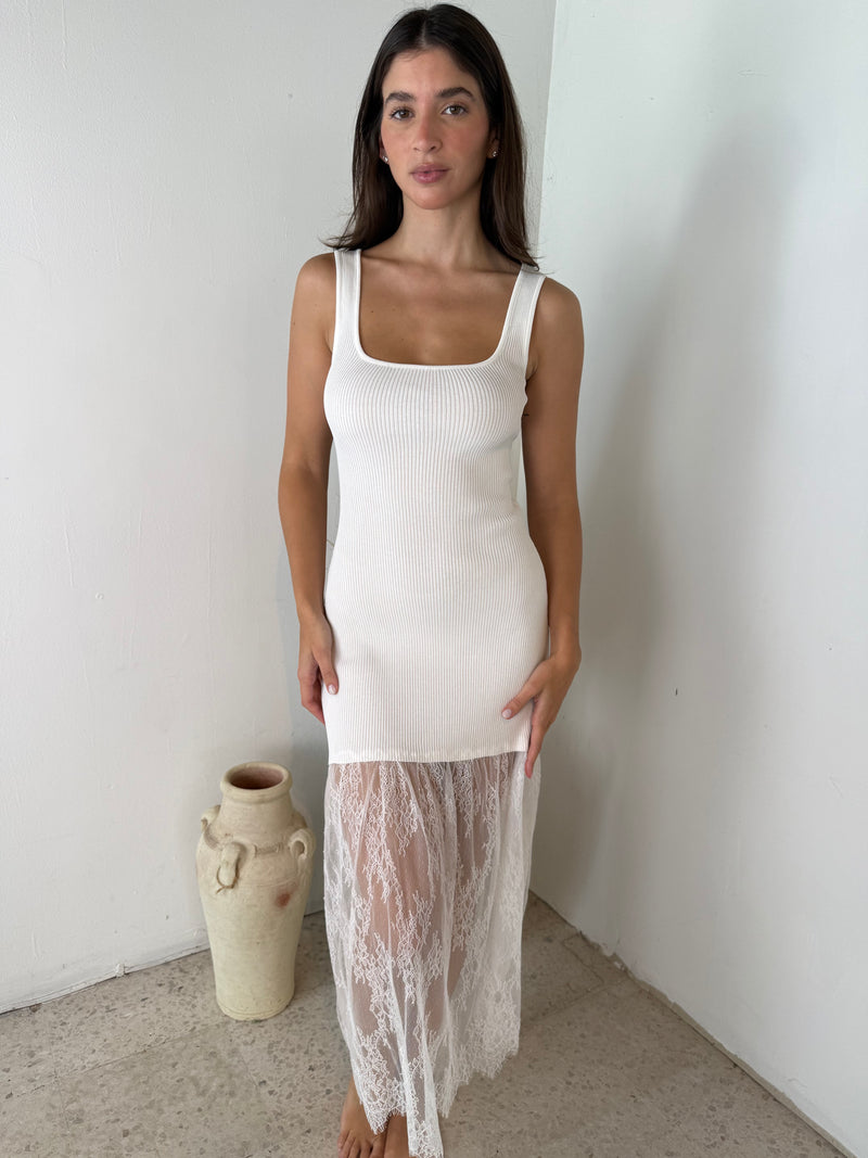 Solid Tank Lace Maxi Dress