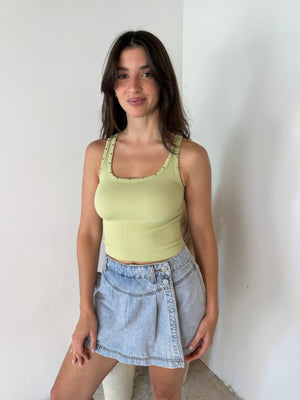 Denim Pleated Short