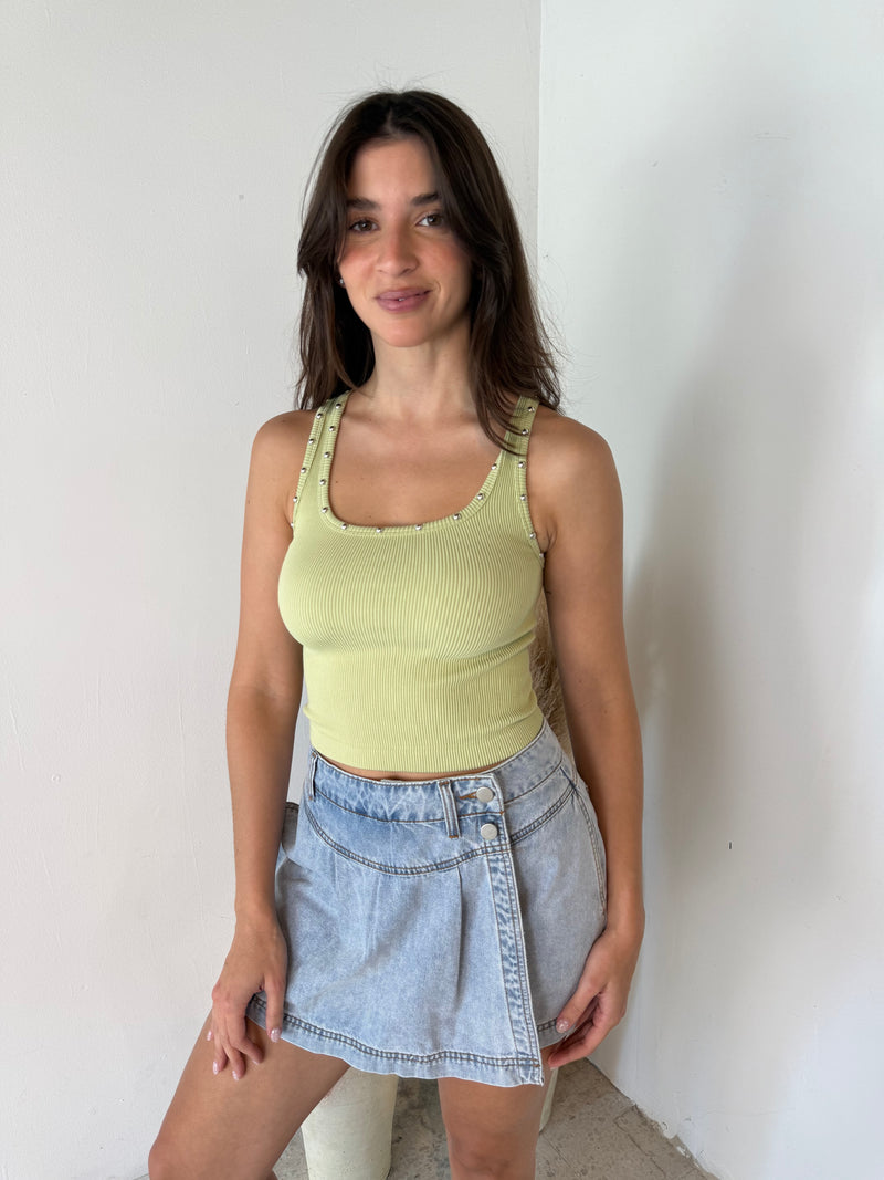 Denim Pleated Short
