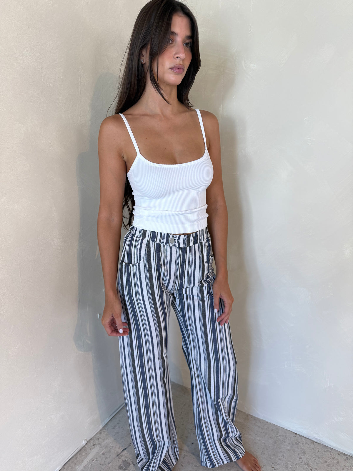 Striped Denim Pants