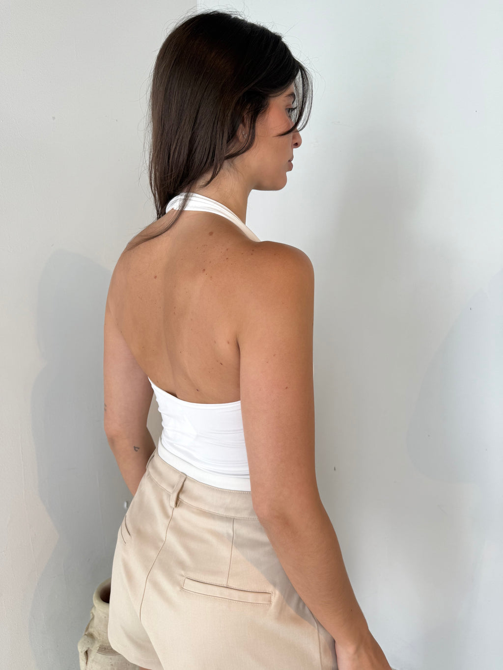 White Band Khaki Shorts