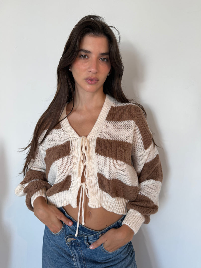 Striped Tie Cardigan