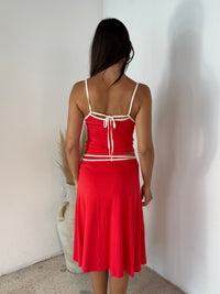 Back Tie Strap Crop Top & Wrap Midi Skirt Set