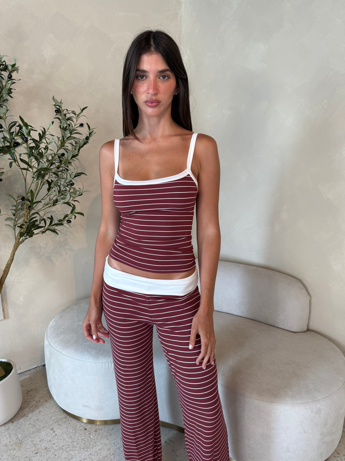 Striped Contrast Lounge Set