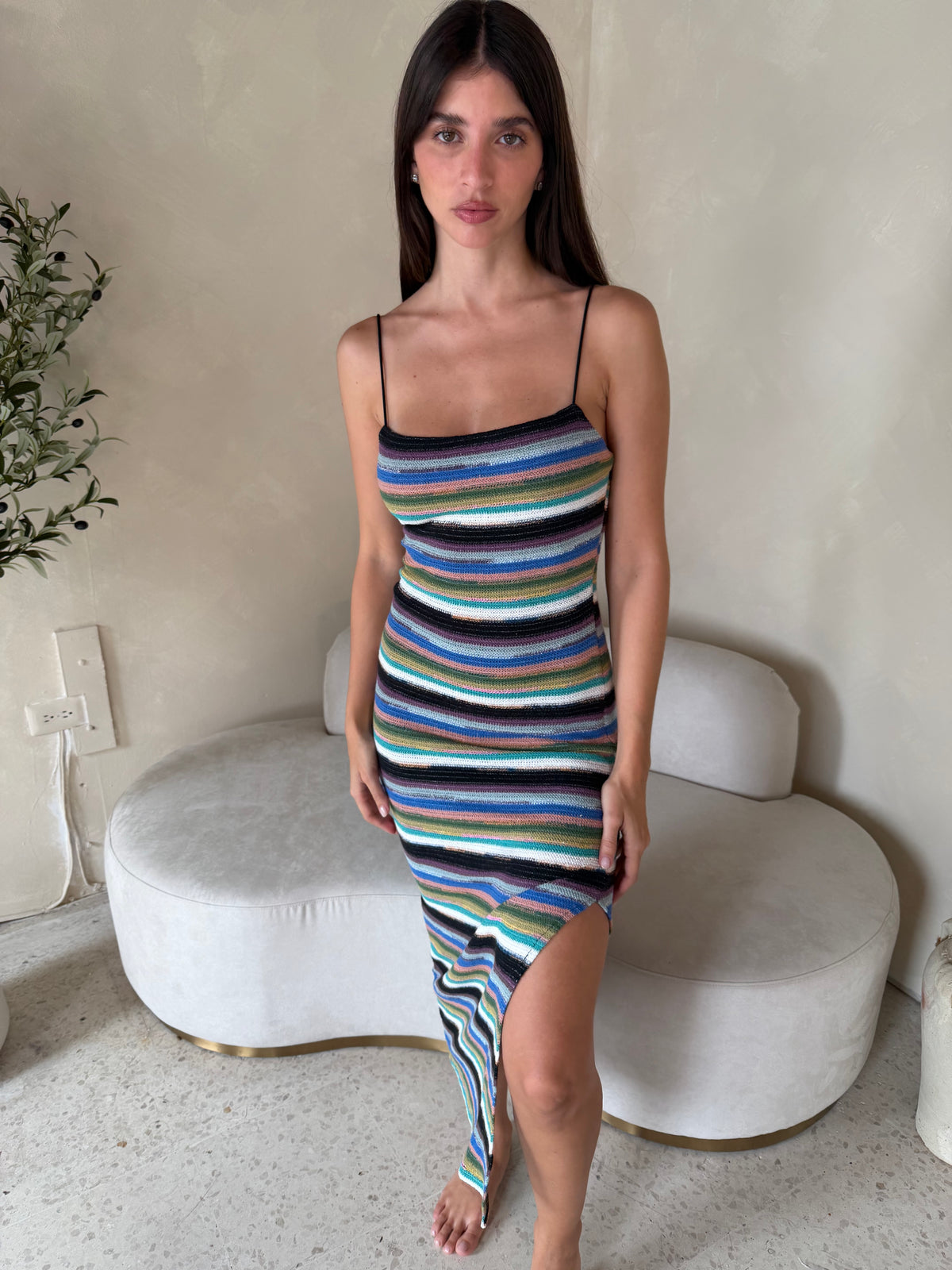 Knit Multi Color Midi Dress