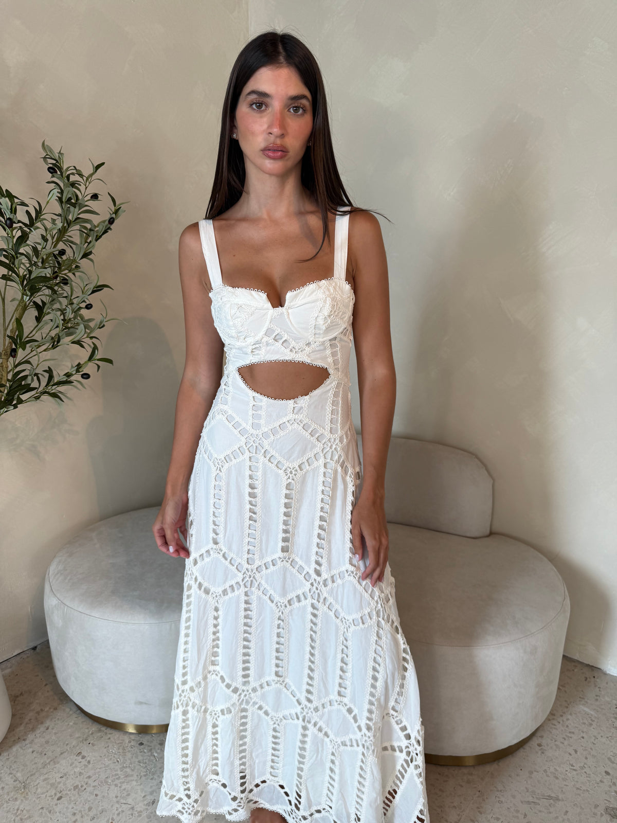 Embroidered Bustier Long Dress