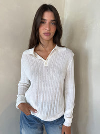 Ivory Textured LS Top