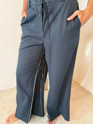 Navy Zipper Trousers