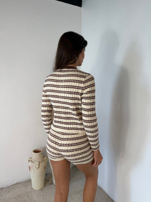 Fuzzy Stripe LS Top & Pant Set