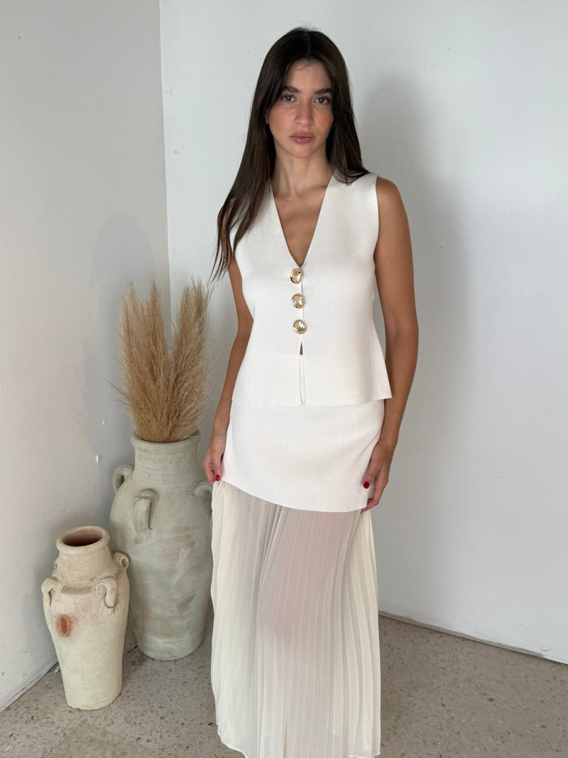 White Vest & Skirt Set
