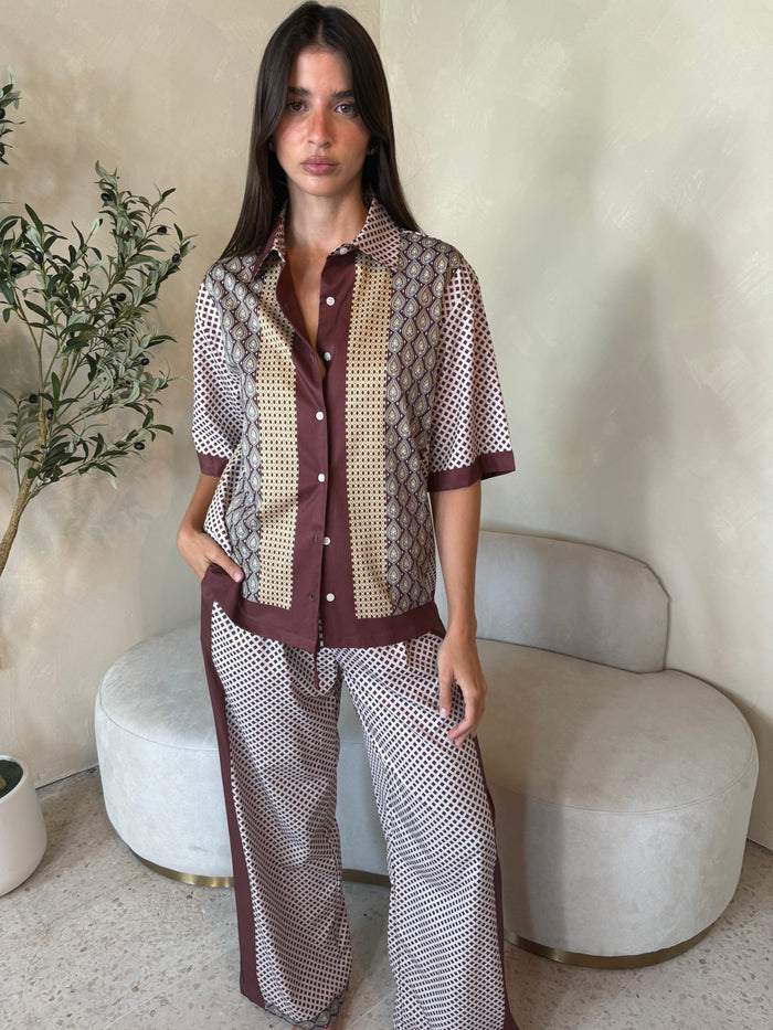 Paisley Printed Brown Set