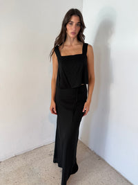 Linen Flare Crop Top And Bias Maxi Skirt