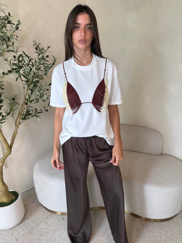Espresso Satin Drawstring Pant