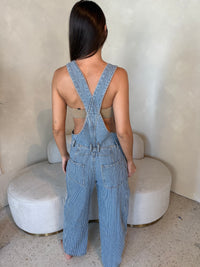 Stripe Denim Overall Jumpsuit