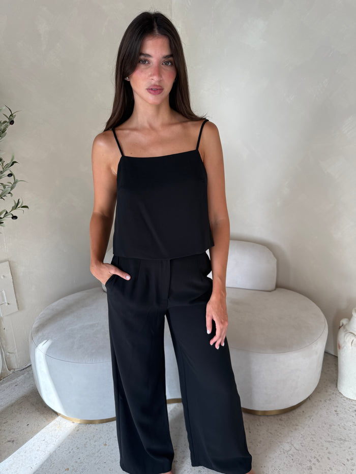 Black Strappy Crop Top & Pant Set