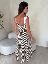 Brown Stripe Midi Dress