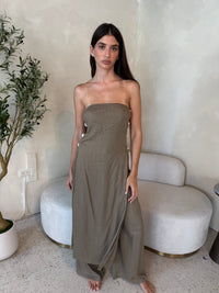 Taupe Beaded Top & Pant Set