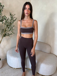 Dark Choco Contrast Top & Legging Set