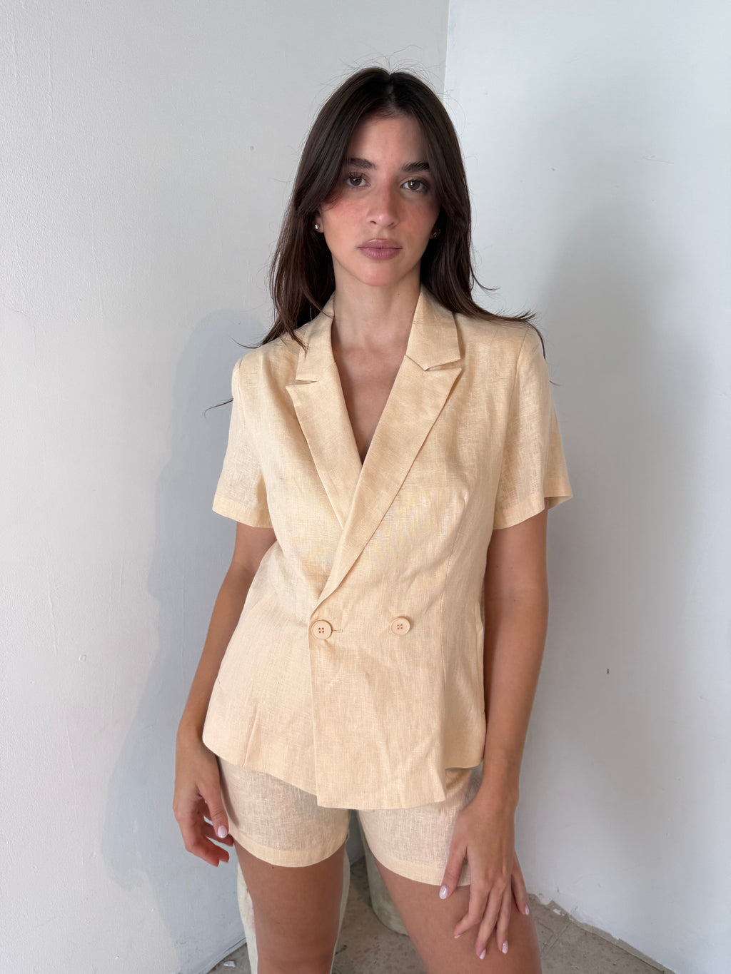 Butter Linen SS Jacket & Short Set