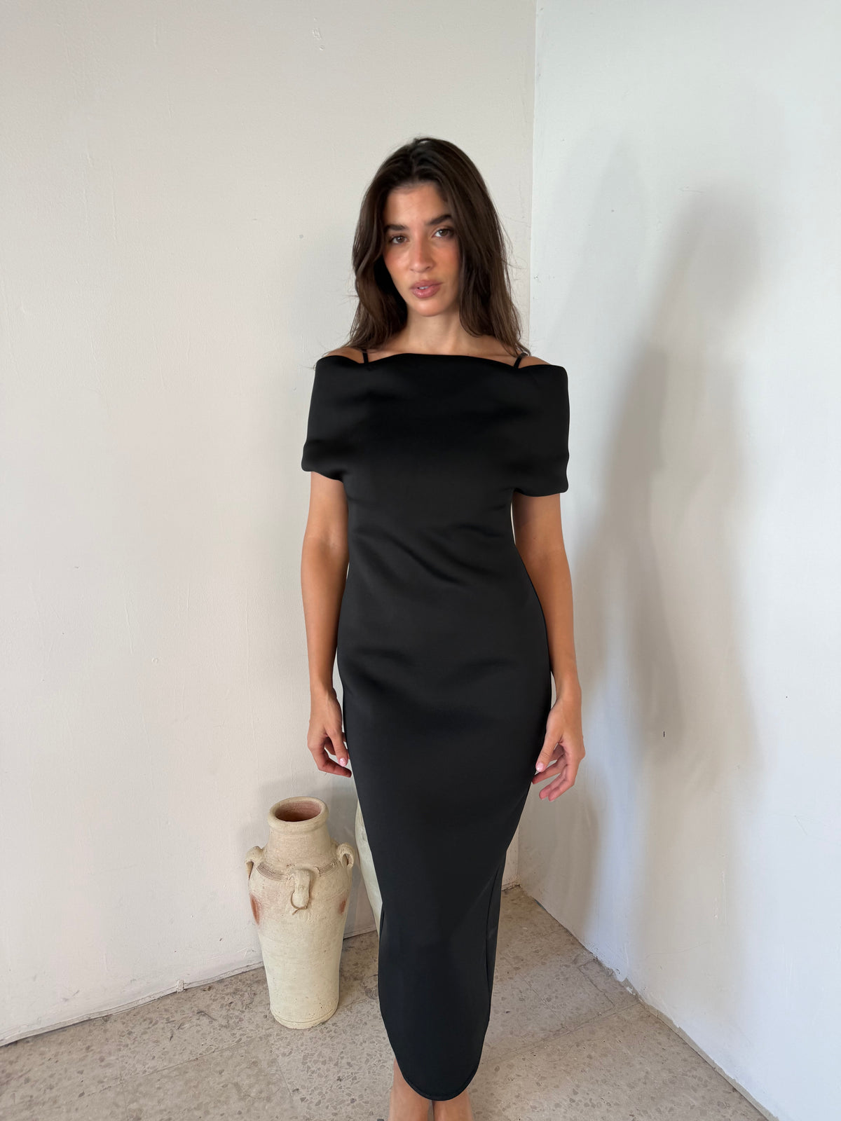 Black Scuba Midi Dress