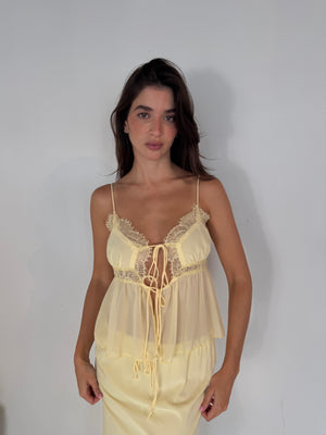 Lace Trim Tie Top & Maxi Skirt Set