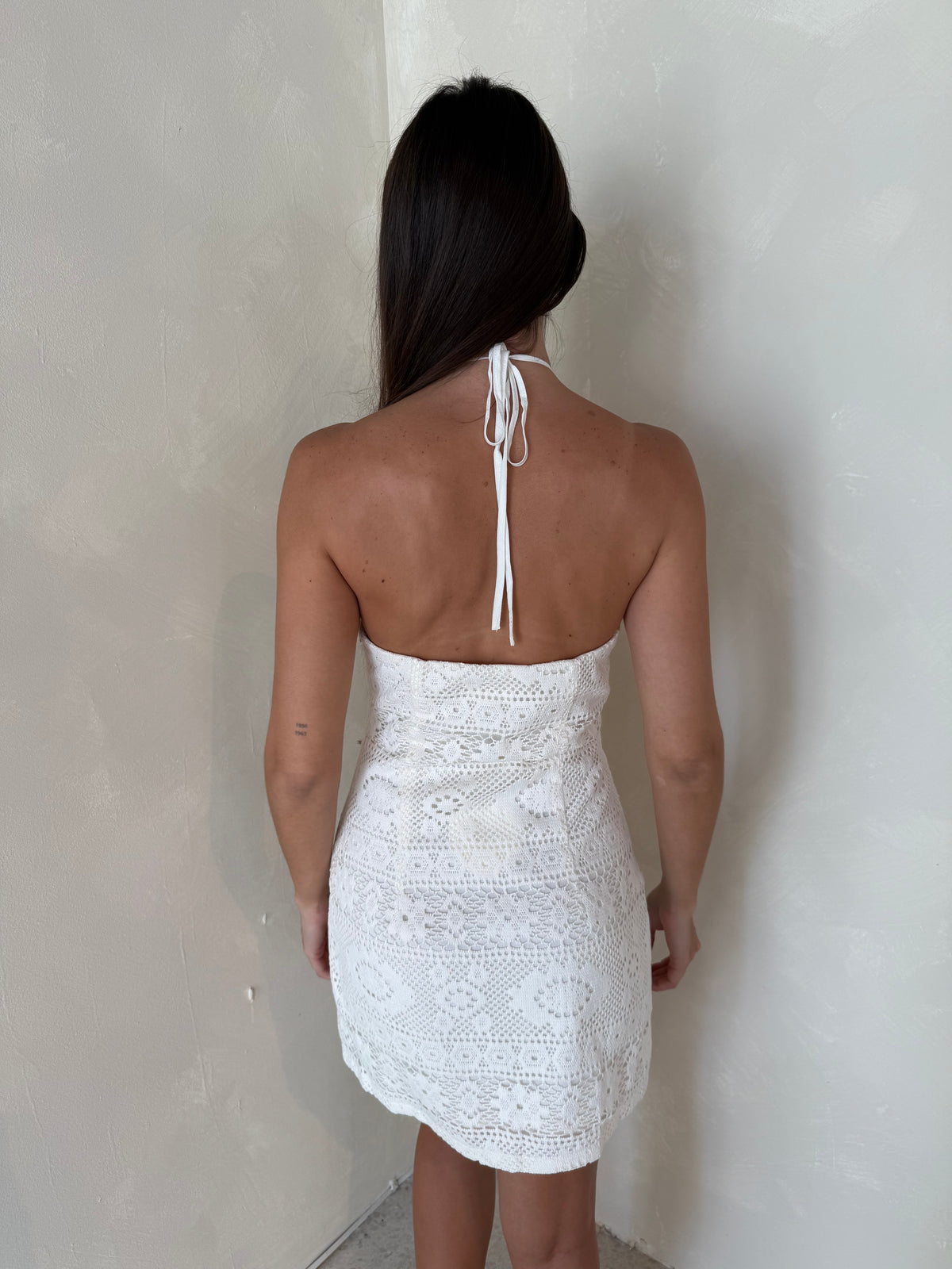 Ivory Floral Crochet Mini Dress