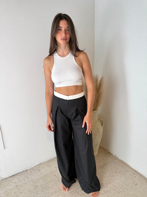 Pinstripe Pleated Pants