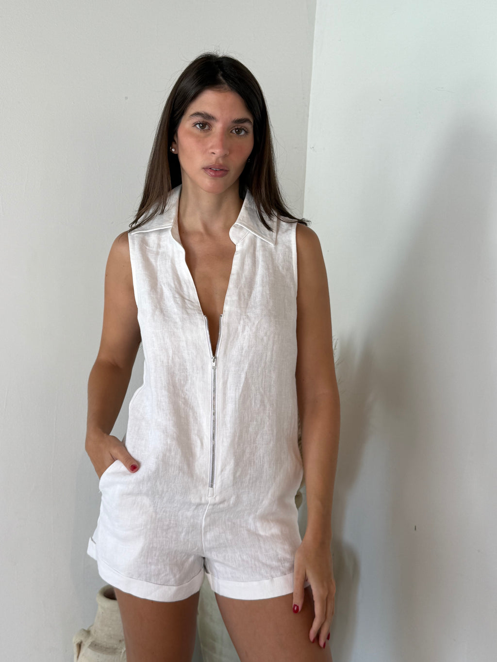 Linen Zip Romper