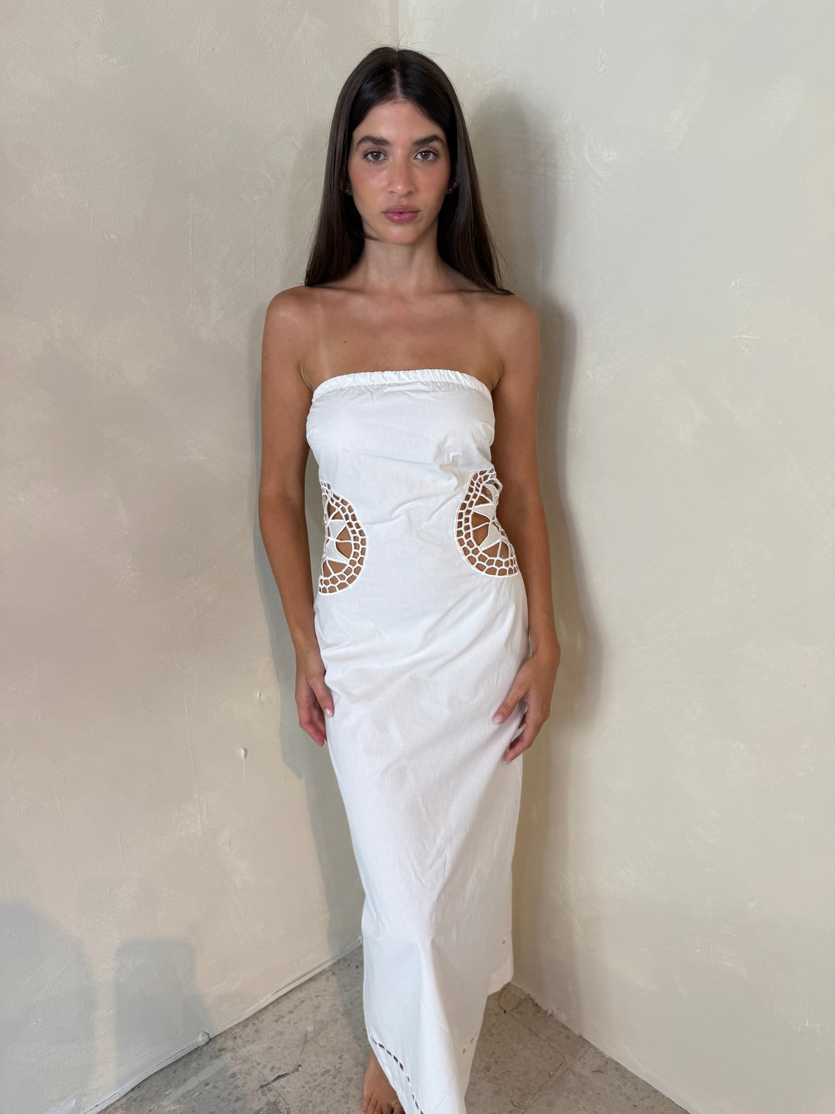 Side Embroidered Tube Dress