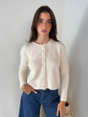 Ivory Fuzzy Cardigan