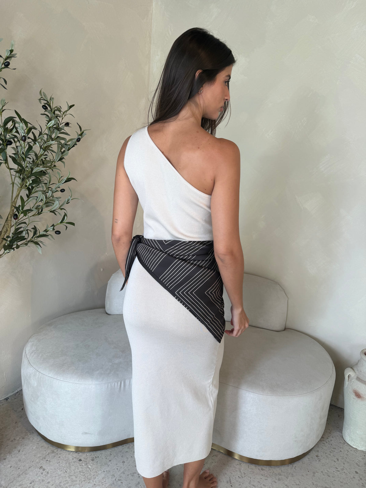 One Shoulder Maxi Dress & Scarf