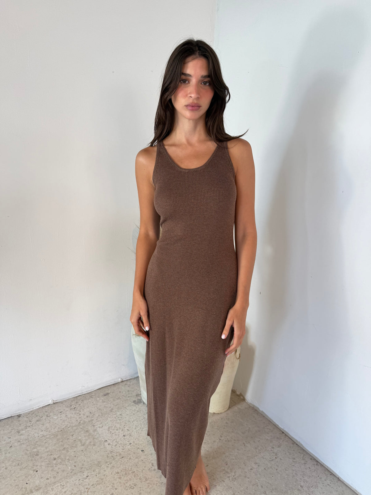 Fuzzy Solid Tank Dress