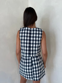 Plaid Textured Top & Skirt Set