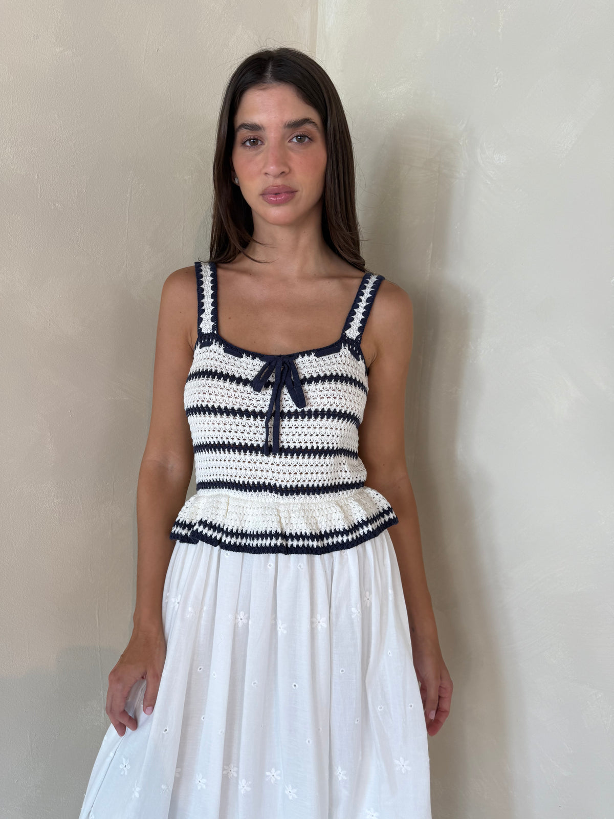 Crochet Stripe Midi Dress