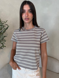 Brown Stripe SS Tee