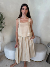 Stitch Linen Top & Skirt Set