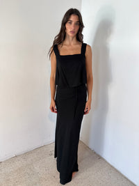 Linen Flare Crop Top And Bias Maxi Skirt