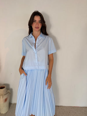 Baby Blue Pleated Set