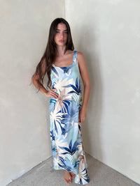 Blue Palm Printed Maxi Dress