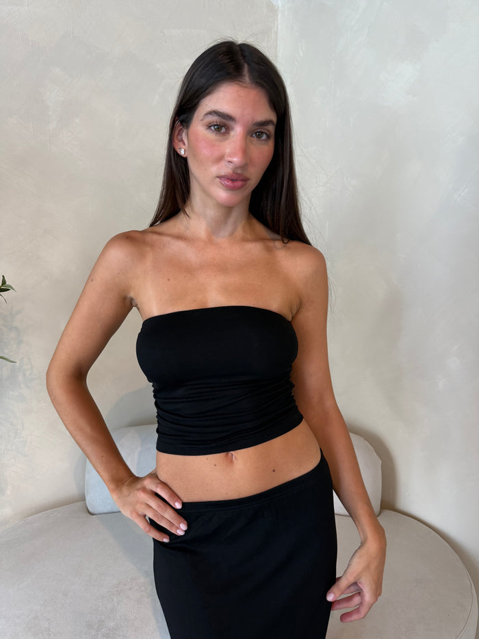 Black Tube Top & Skirt Set