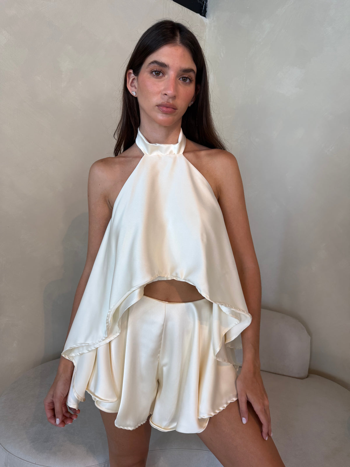 Satin Open Back Top & Short Set