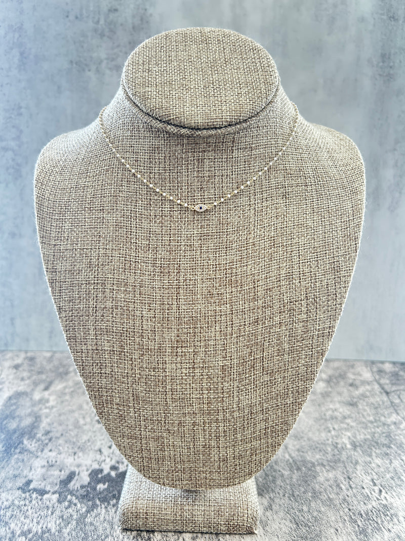 White Beaded Evil Eye Necklace