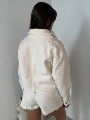 Cream Textured Fabric Skort