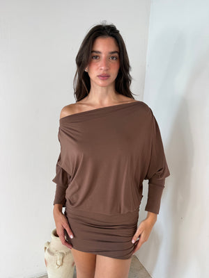 Brown LS Mini Dress